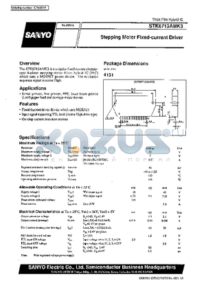STK6713AMK3 datasheet - Stepping Motor Fixed-current Driver