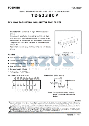 TD62380P datasheet - 8CH LOW SATURATION DARLINGTON SINK DRIVER