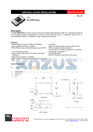 SJ-1520 datasheet - CRYSTAL CLOCK OSCILLATORS