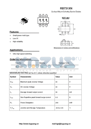 SOT-363 datasheet - Surface Mount Schottky Barrier Diodes