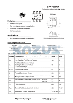 SOT-363 datasheet - Surface Mount Fast Switching Diodes