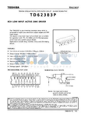 TD62383 datasheet - 8CH LOW INPUT ACTIVE SINK DRIVER