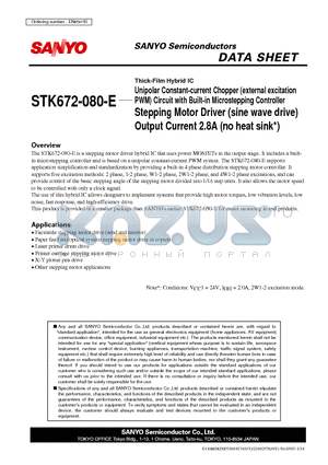 STK672-080-E datasheet - Stepping Motor Driver Output Current 2.8A