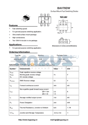 SOT-363 datasheet - Surface Mount Fast Switching Diodes