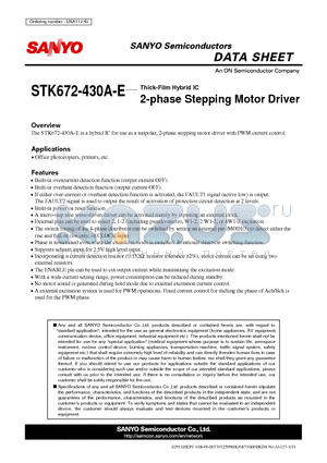 STK672-430A-E datasheet - 2-phase Stepping Motor Driver