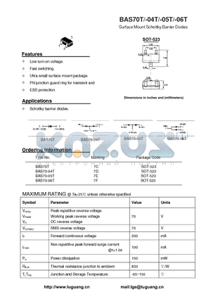 SOT-523 datasheet - Surface Mount Schottky Barrier Diodes