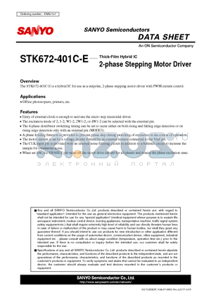 STK672-401C-E datasheet - Thick-Film Hybrid IC 2-phase Stepping Motor Driver