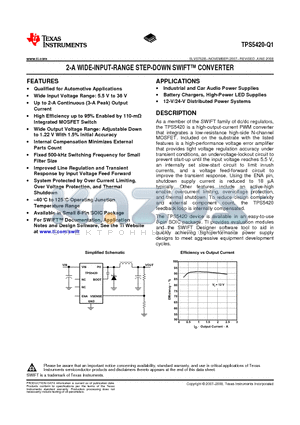 TPS5420QDRQ1 datasheet - 2-A WIDE-INPUT-RANGE STEP-DOWN SWIFT CONVERTER