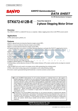 STK672-612B-E datasheet - Thick-Film Hybrid IC 2-phase Stepping Motor Driver
