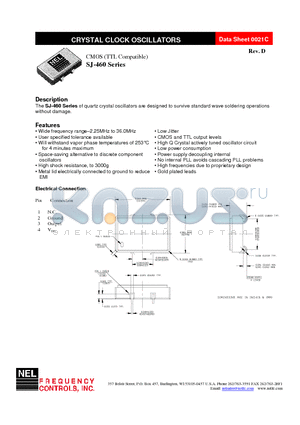 SJ-461 datasheet - CRYSTAL CLOCK OSCILLATORS