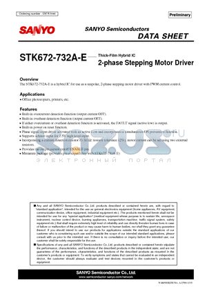 STK672-732A-E datasheet - Thick-Film Hybrid IC 2-phase Stepping Motor Driver