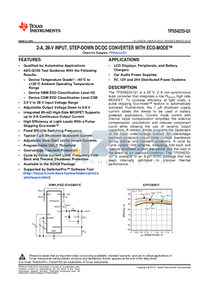 TPS54233-Q1 datasheet - 2-A, 28-V INPUT, STEP-DOWN DC/DC CONVERTER WITH ECO-MODE