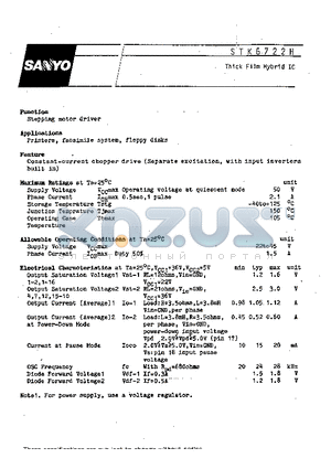 STK6722H datasheet - Thick film hybrid IC