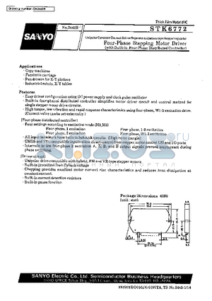 STK6772 datasheet - Four-Phase Stepping Motor Driver (with Built-in Four-Phase Distributed Controller)