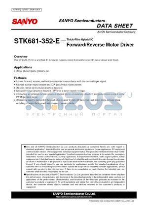 STK681-352-E datasheet - Forward/Reverse Motor Driver