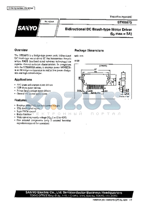 STK6875 datasheet - Bidirectional DC Brush-Type Motor Driver (Io max = 5A)