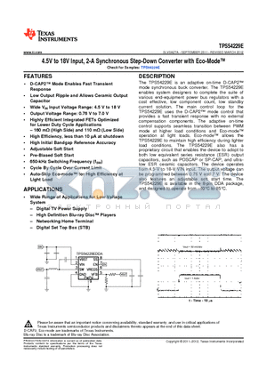 TPS54229EDDA datasheet - 4.5V to 18V Input, 2-A Synchronous Step-Down Converter with Eco-Mode