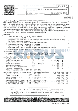 STK6972 datasheet - Thick Film Hybrid Integrated Circuit BRIDGE POWER PACK