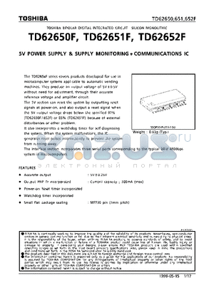 TD62650F datasheet - 5V POWER SUPPLY & SUPPLY MONITORINGCOMMUNICATIONS IC