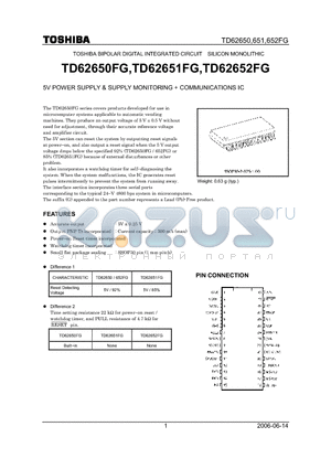 TD62650FG datasheet - 5V POWER SUPPLY & SUPPLY MONITORING  COMMUNICATIONS IC