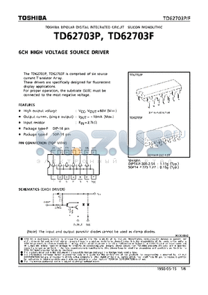 TD62703P datasheet - 6CH HIGH VOLTAGE SOURCE DRIVER