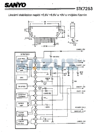 STK7253 datasheet - Linearni stabilizator napeti 5,6V a 6,6V a 9V s vnejsim rizenim