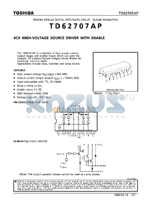 TD62707AP datasheet - 4CH HIGH-VOLTAGE SOURCE DRIVER WITH ENABLE