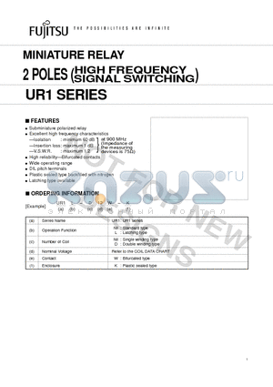 UR1L-12W-K datasheet - MINIATURE RELAY 2 POLES (HIGH FREQUENCY SIGNAL SWITCHING)