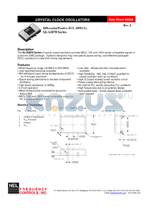 SJ-A2870 datasheet - CRYSTAL CLOCK OSCILLATORS