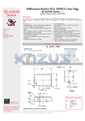 SJ-A2920-FREQ datasheet - Differential Positive ECL (DPECL) Fast Edge