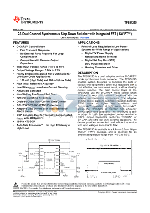 TPS54295PWPR datasheet - 2A Dual Channel Synchronous Step-Down Switcher with Integrated FET ( SWIFT)