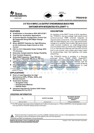 TPS54310QPWPRQ1 datasheet - 3-V TO 6-V INPUT, 3-A OUTPUT SYNCHRONOUS-BUCK PWM SWITCHER WITH INTERRATED FERs (SWIFT)