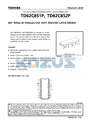 TD62C852P datasheet - 8BIT SERIAL-IN PARALLEL-OUT SHIFT REGISTER/LATCH DRIVERS