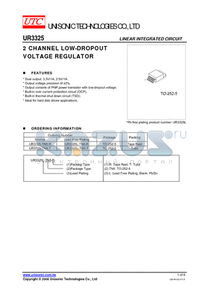 UR3325 datasheet - 2 CHANNEL LOW-DROPOUT VOLTAGE REGULATOR