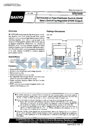 STK73908 datasheet - Self-Excitation Type Feedback (World Spec) Switching Regulator (210W Output)