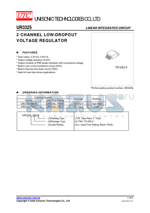 UR3325-TN5-R datasheet - 2 CHANNEL LOW-DROPOUT VOLTAGE REGULATOR