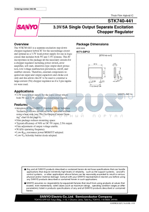 STK740-411 datasheet - 3.3V/5A Single Output Separate Excitation Chopper Regulator