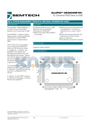 UR3HCGNP-001-RH datasheet - IC Converts PS/2 Data to USB