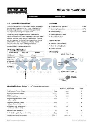 UR4120 datasheet - 4A, 1200V Ultrafast Diodes