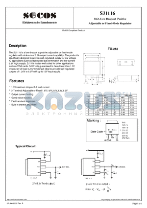 SJ1116 datasheet - Adjustable or Fixed-Mode Regulator