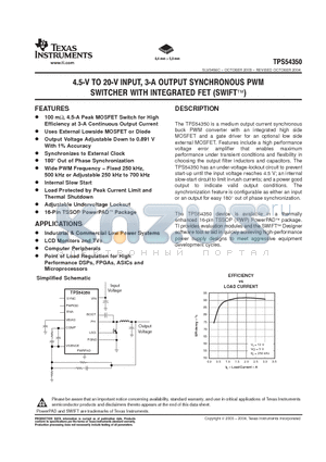TPS54350 datasheet - 4.5-V 20-V INPUT, 3-A OUTPUT SYNCHRONOUS PWM SWITCHER WITH INTEGRATED FET(SWIFT)
