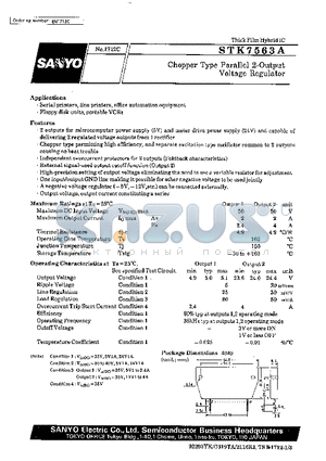 STK7563A datasheet - Chopper Type Parallel 2-Output Voltage Regulator