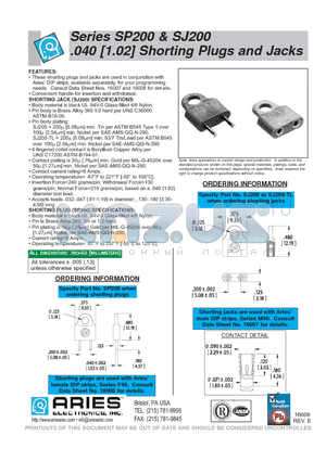 SJ200 datasheet - 040 [1.02] Shorting Plugs and Jacks