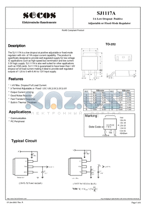 SJ1117A datasheet - Adjustable or Fixed-Mode Regulator