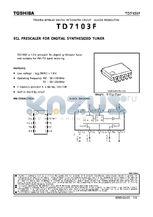 TD7103F datasheet - ECL PRESCALER FOR DIGITAL SYNTHESIZED TUNER