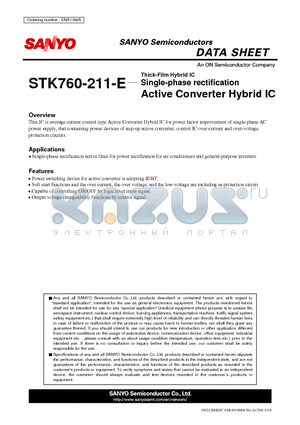 STK760-211-E datasheet - Single-phase rectification Active Converter Hybrid IC