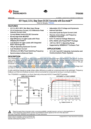 TPS54360DDAR datasheet - 60 V Input, 3.5 A, Step Down DC-DC Converter with Eco-mode