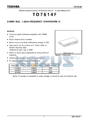 TD7614F datasheet - 3-WIRE BUS, 1.3GHz-FREQUENCY SYNTHESIZER IC