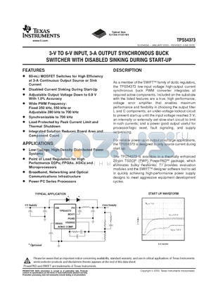 TPS54373PWP datasheet - 3-V TO 6-V INPUT,3-A OUTPUT SYNCHRONOUS BUCK SWITCHER WITH DISABLED SINKING DURING START-UP