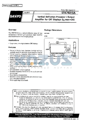 STK79315A datasheet - Vertical Deflection Processor  Output Amplifier for CRT Displays (Io max = 2A)